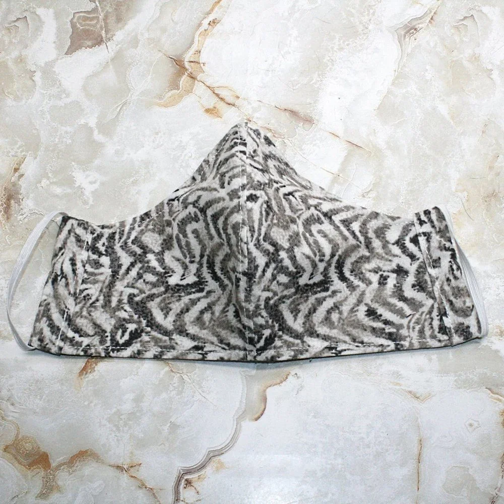HAND CRAFTED Face Mask Abstract Zebra Adult Cloth Fabric Print - Shield Style
